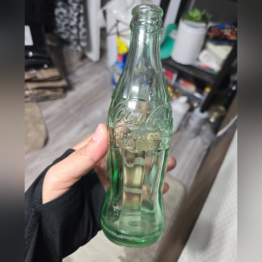 Vintage COCA COLA Bottle 6 oz Green Glass City - Houston, TX 8" And Clear One